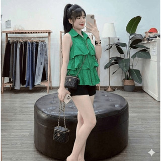 Áo Nữ Chất Đũi Sát Nách Nhiều Tầng Tiểu Thư