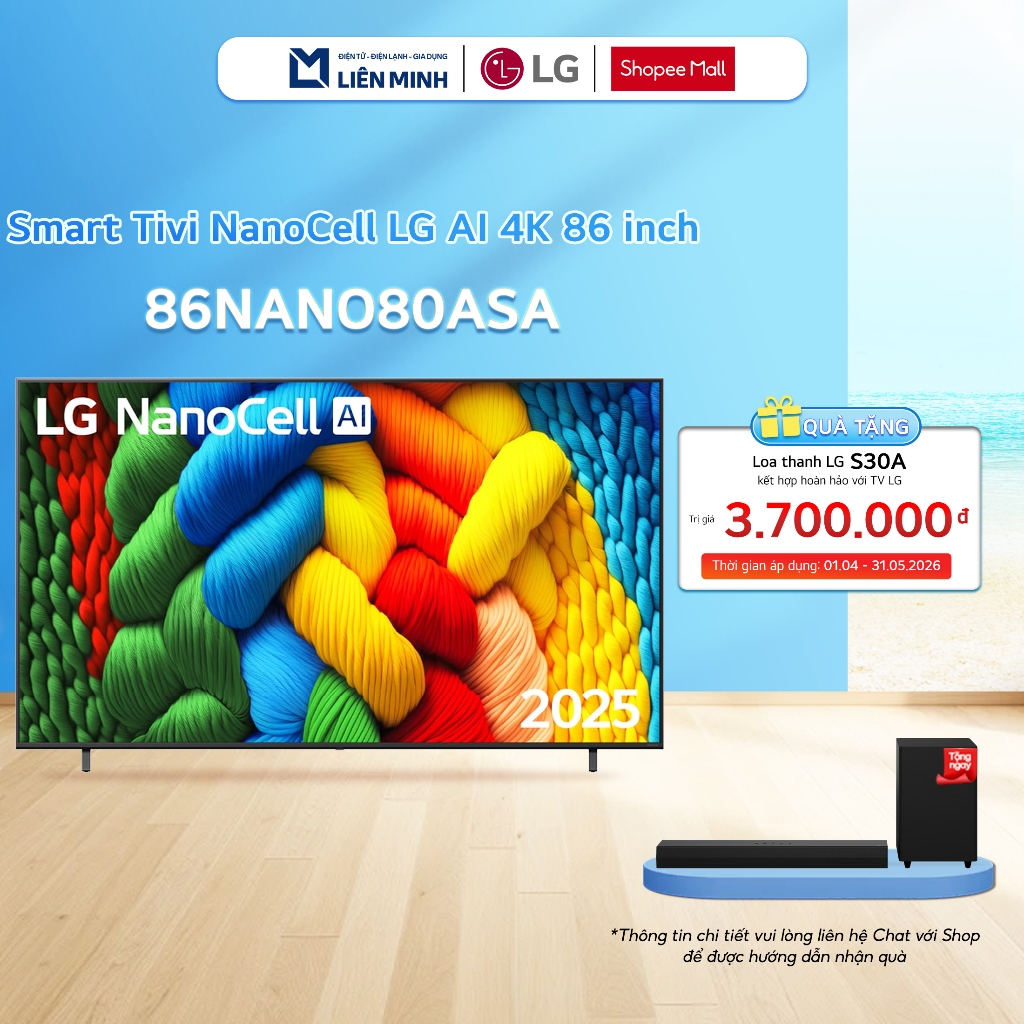 86NANO80ASA 86 Inch | 75NANO80ASA 75 Inch - Smart Tivi NanoCell LG AI 4K [SHIP 0Đ HCM]