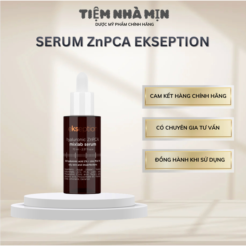 Serum Kẽm Ekseption Hyaluronic ZnPCA, HA + 1% ZnPCA Hỗ Trợ Giảm Mụn, Giảm Dầu [Hàng Công Ty]