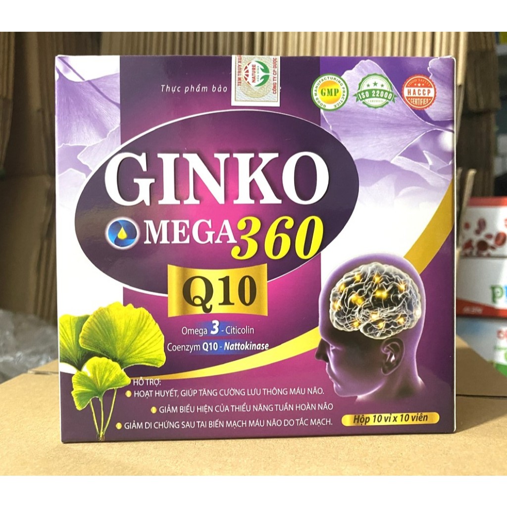 Ginkgo Omega 360 Q10  Bổ Sung Dưỡng Chất Cho Não, hoạt huyết dưỡng não VP Ginkgo BILOBA 360  dạng vi