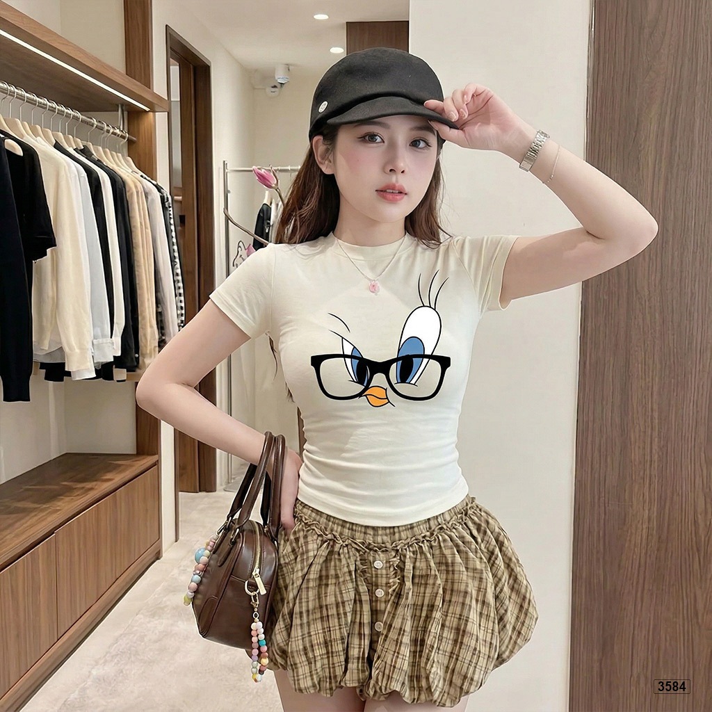 Áo baby tee nữ ôm body hack dáng kittie đáng yêu BST Beezy | BigBuy360 - bigbuy360.vn