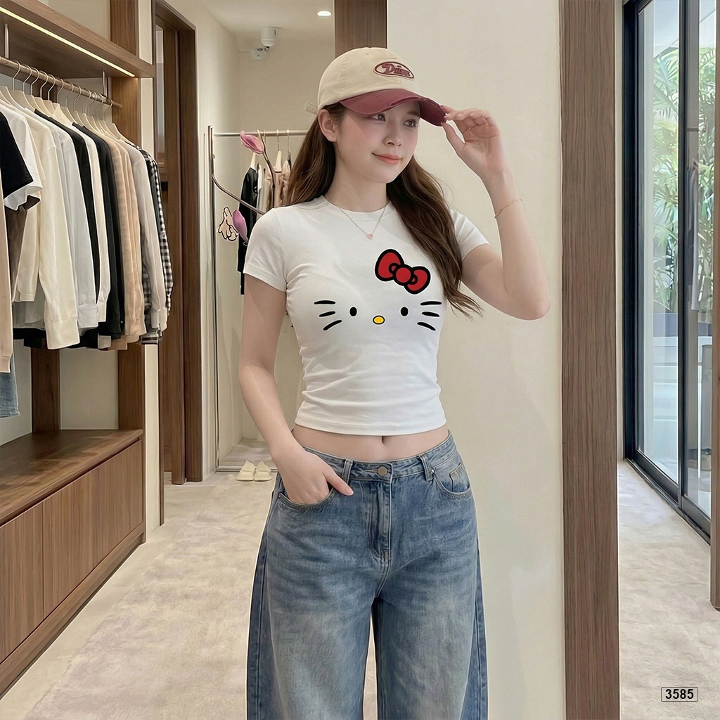 Áo baby tee nữ ôm body hack dáng kittie đáng yêu BST Beezy | BigBuy360 - bigbuy360.vn