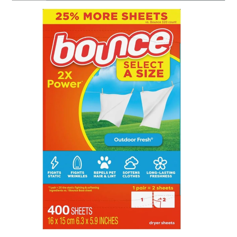 Bounce Giấy Thơm 400 Tờ – 2X Power Mỹ