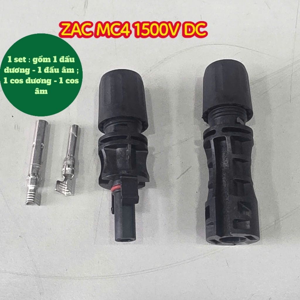 Giắc MC4 1500V DC- ZẮC MC4 1500V DC- ZAC KẾT NỐI TẤM PIN NĂNG LƯỢNG MẶT TRỜI 1500V DC