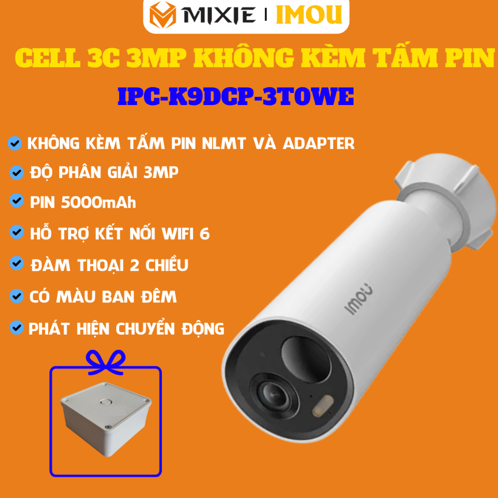 [KHONG TAM PIN VÀ ADAPTER] IMOU CELL 3C 3MP | CAMERA NGOÀI TRỜI DÙNG PIN | IPC-K9DCP-3T0WE | PIN 500
