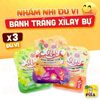 Combo Xìlay Trải Nghiệm | Bự 3 Vị | Bánh tráng Xìlay Bự Tiệm Nhà Pula đủ vị - Gói 40gram Đủ Vị | Ngon Dễ Nghiện