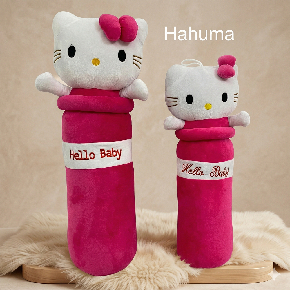 Gối Ôm Kitty Hồng 70cm – Nhung Mềm, Bông 7D, Phù Hợp Bé 4–10 Tuổi
