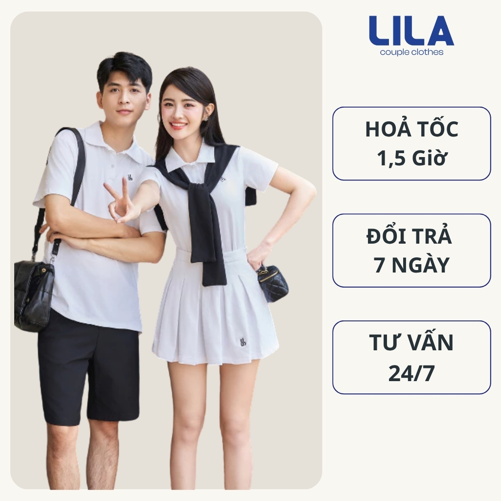 Set đồ đôi nam nữ Destie LILA đồ cặp thể thao couple polo nam váy tennis nữ basic chất liệu cotton