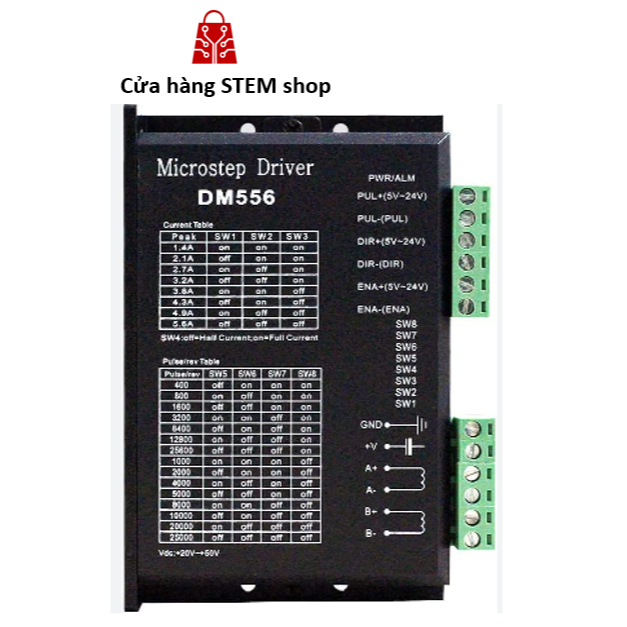 Driver DM556 5.6A 20-50V Điều Khiển Động Cơ Bước NEMA23 NEMA34 CNC Microstep Chạy Êm Chính Xác