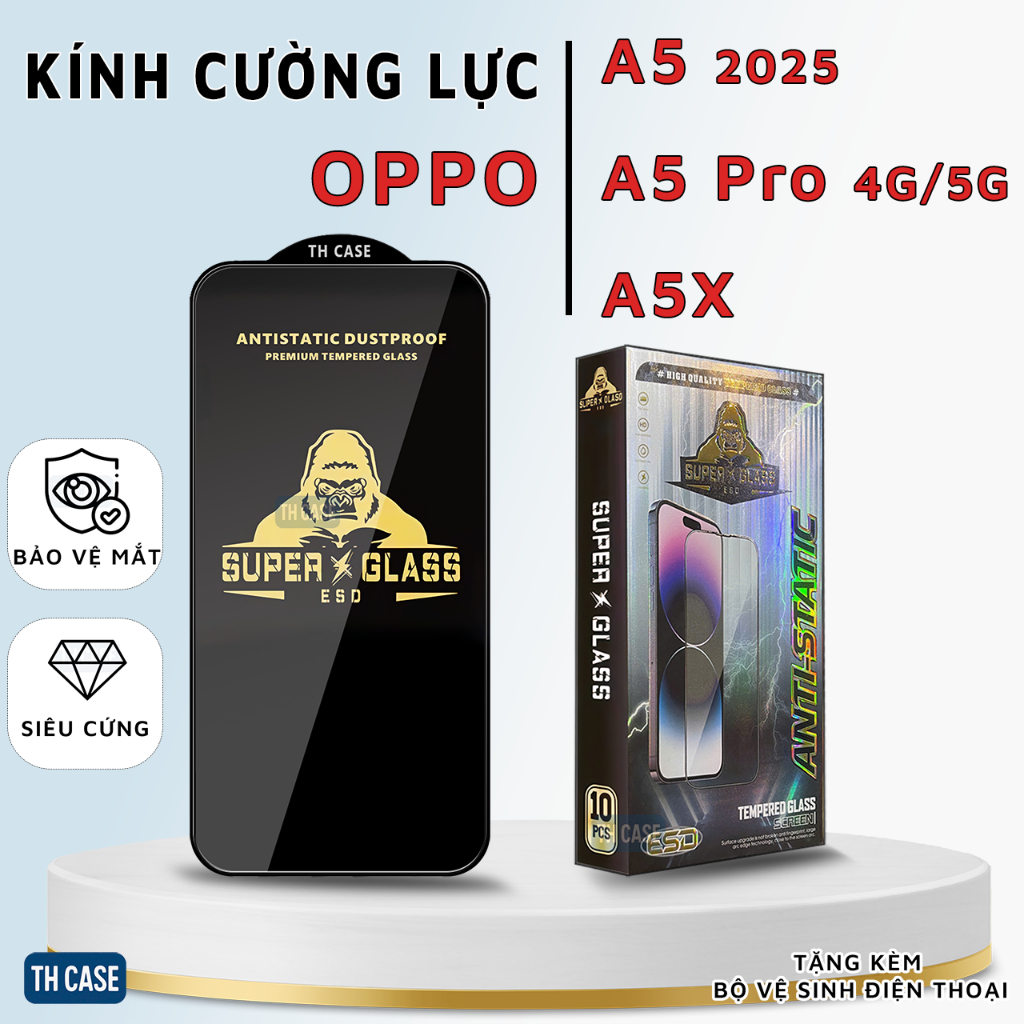 Kính cường lực OPPO A5 2025 A5 Pro 4G 5G A5X siêu trong suốt chống ánh sáng xanh bảo vệ màn hình