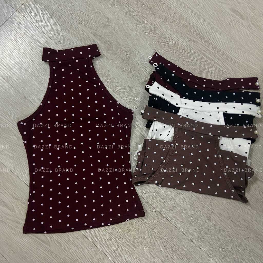 [CÓ NÚT CÀI] Áo cổ Yếm phối chấm bi sang chảnh DAZZI A081 | BigBuy360 - bigbuy360.vn