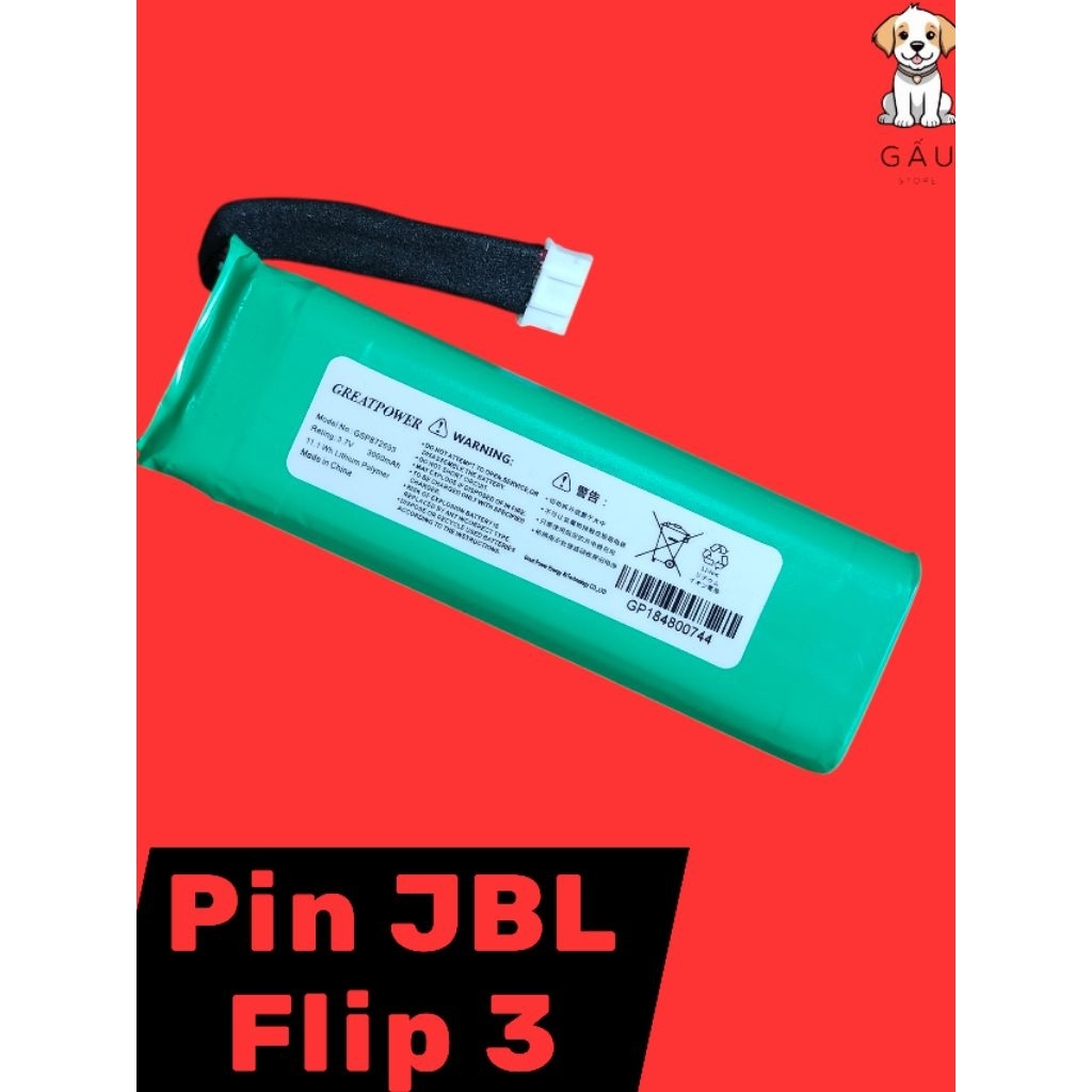 Pin thay thế Loa JBL Flip 3 GSP872693 3000mAh 3.7V – Hàng GreatPower chính hãng