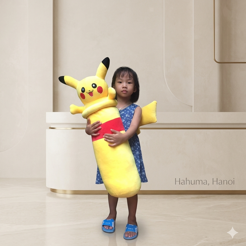 Gối Bông Hình Pikachu 70cm – Gối Ôm Cho Bé Cực Mềm, Siêu Dễ Thương