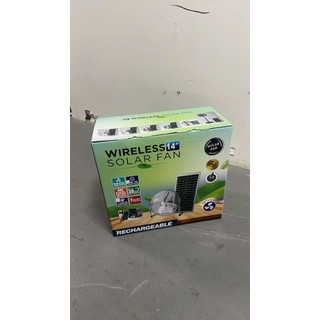 Quạt năng lượng mặt trời 14 inch, Quạt tích điện Solar fan, sạc bằng năng lượng mặt trời-