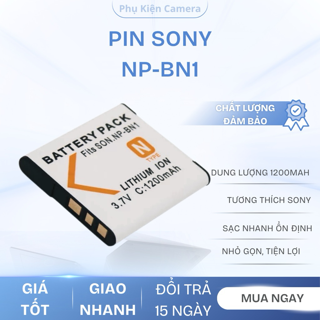 Pin Sony NP-BN1 1200mAh – Pin Thay Thế Máy Ảnh Sony W320 W350 W530 TX7 TX10 QX10