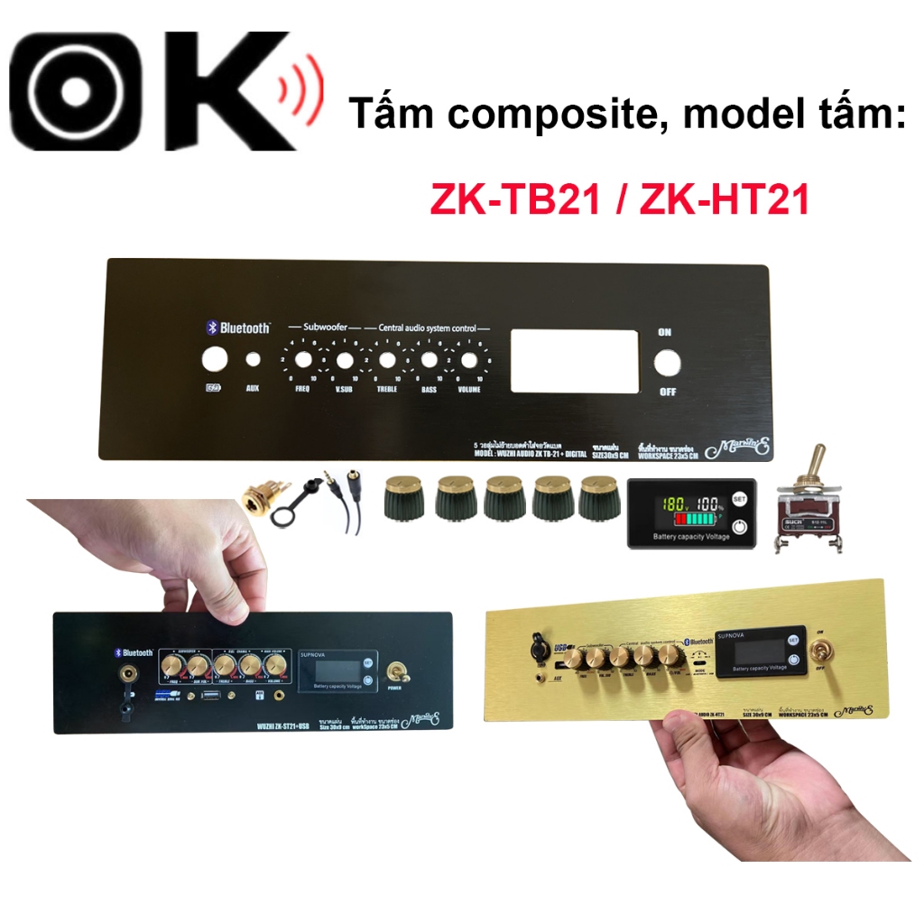 Mặt control inox ZK-TB21/HT21, Nhôm composite cao cấp, chữ UV nổi sắc nét, khoan không vỡ