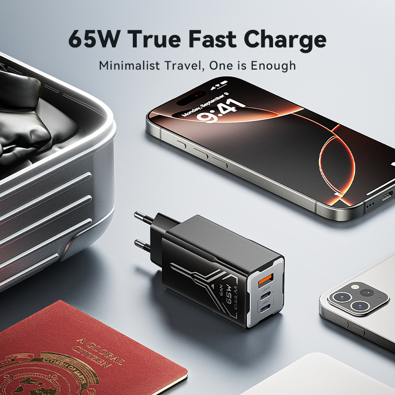 Sạc GaN Kuulaa 65W 3 cổng (USB A + C + C) Sạc nhanh 3.0 & PD 3.0 Tương thích laptop, Hỗ trợ iP 17/16/15/14/13/Pro Max | BigBuy360 - bigbuy360.vn