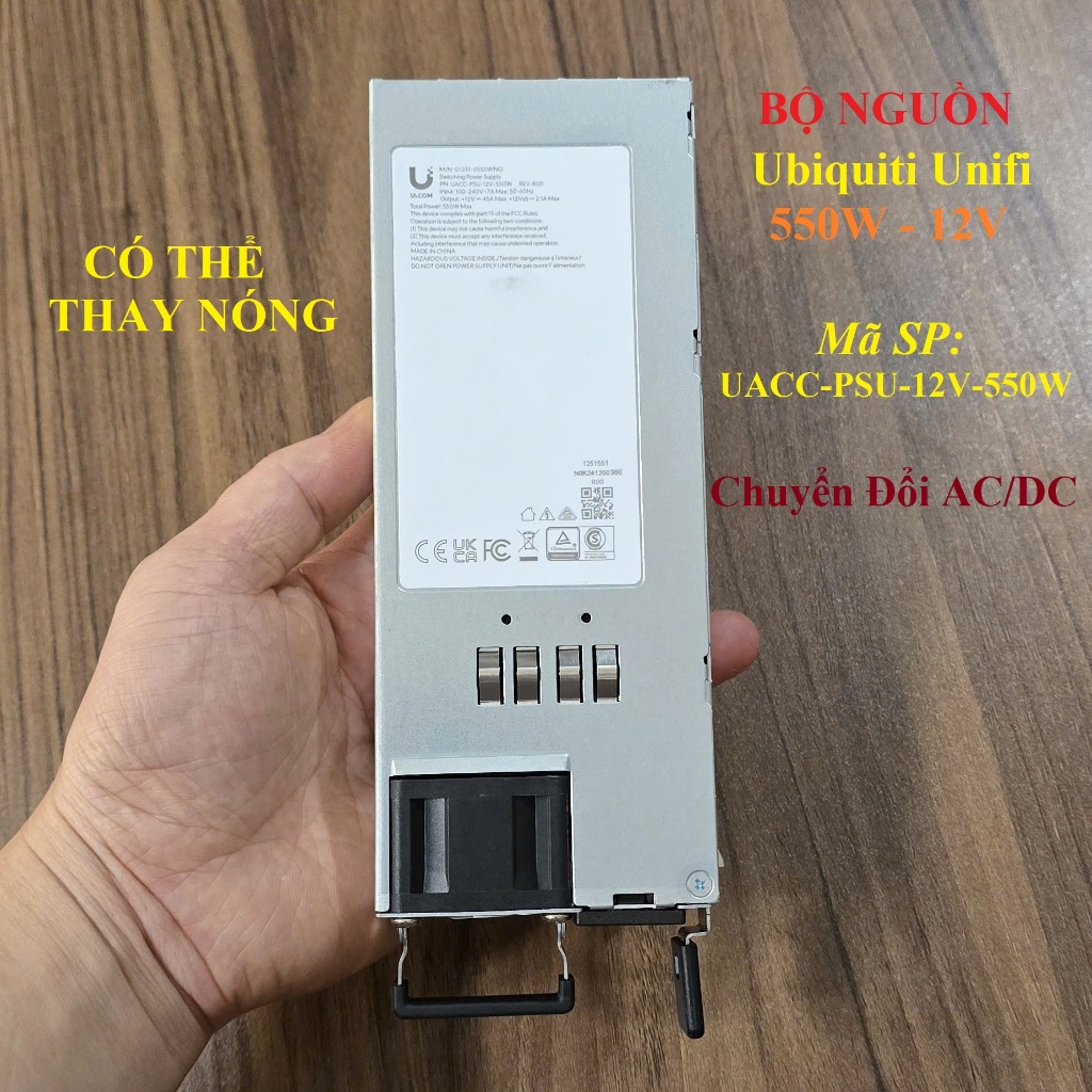 Bộ Nguồn Ubiquiti Unifi 550W - 12V Chuyển Đổi AC/DC Chính Hãng, Mã: UACC-PSU-12V-550W