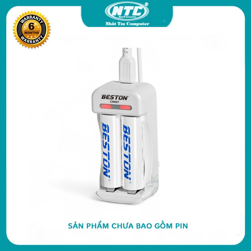 Box sạc nhanh và tự ngắt cho pin 1.2V Ni-MH Beston C9007 có 2 khe gắn AA và AAA (Trắng)