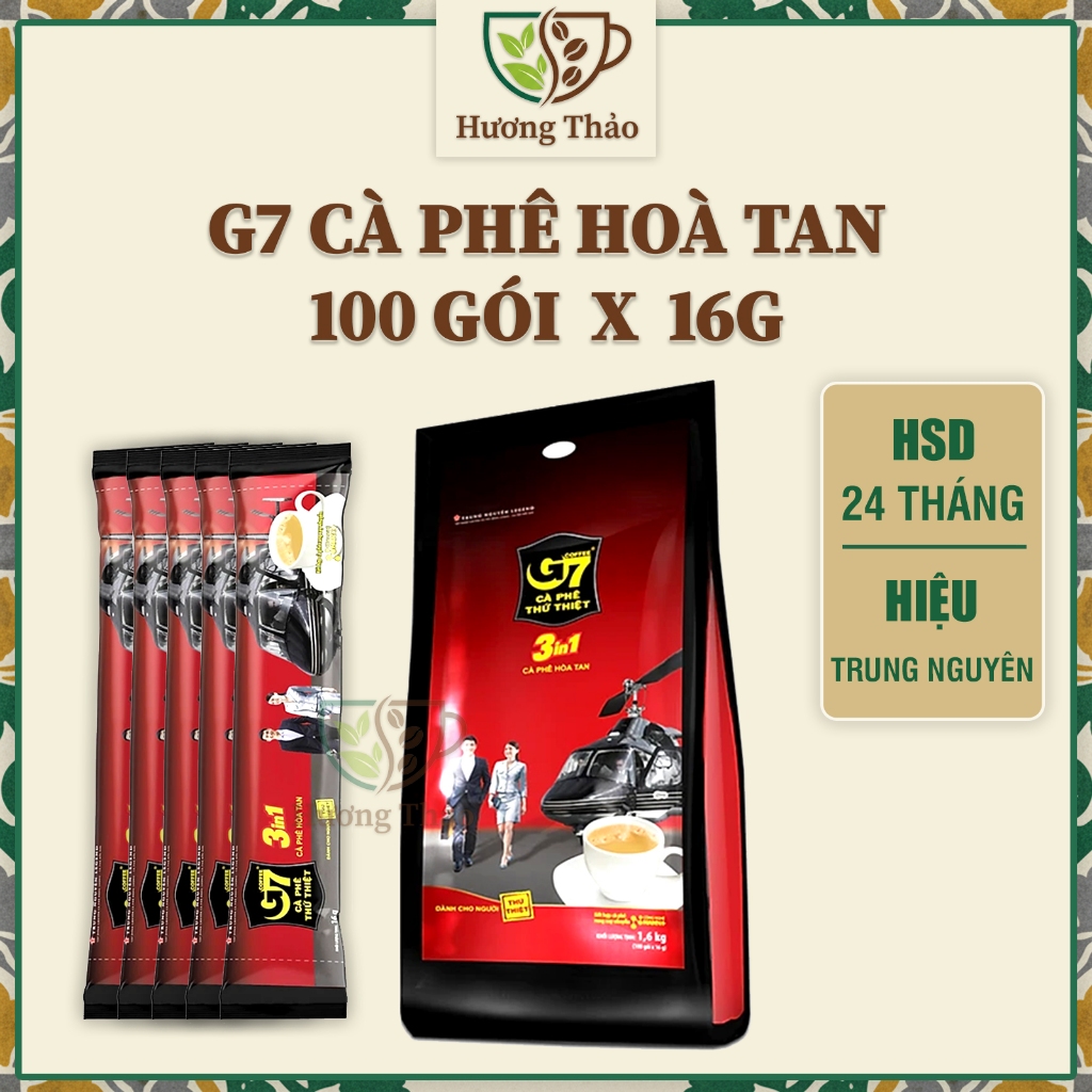 Cafe G7 3in1 bịch 100 gói x 16gr - Cà phê sữa hòa tan Trung Nguyên Legend (gói dài) - đặc sản cà phê