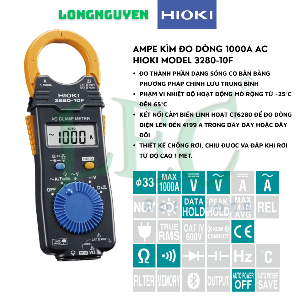 Ampe kìm đo dòng 1000A AC Hioki 3280-10F chính hãng