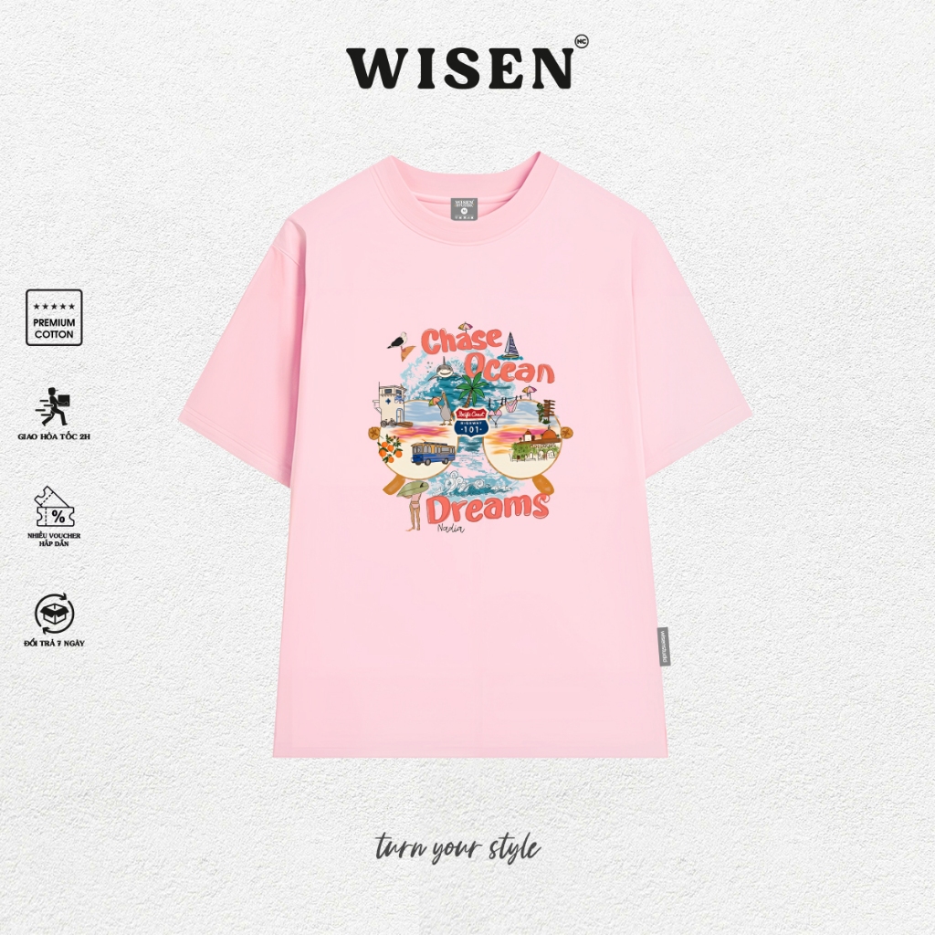 Áo thun unisex WISEN STUDIO Vibe Biển phông tay lỡ nam nữ form rộng Local Brand