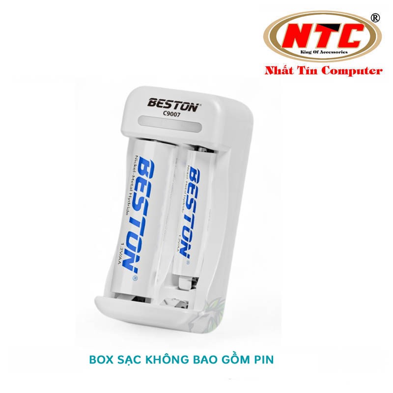 Bộ sạc nhanh và tự ngắt Beston C9007 cho pin 1.2V Ni-MH có 2 khe gắn AA và AAA (Trắng)