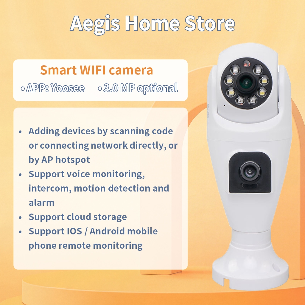 Aegis Home Store 4MP+4MP Máy ảnh Bulb Camera kép Camera chống nước, camera an ninh gia đình