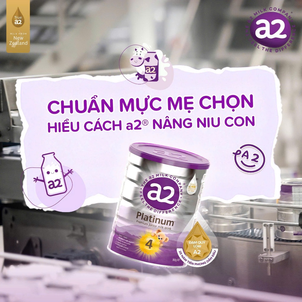 Sữa a2 Platinum số 4 900g – Sữa A2 New Zealand cho bé 2+ tuổi, hỗ trợ tiêu hoá, tăng cân, phát triển