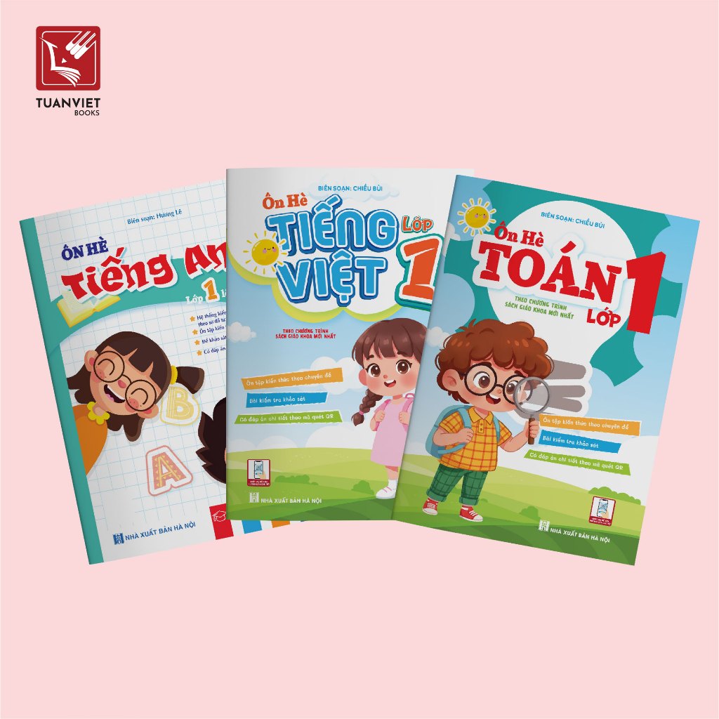 Sách Combo Ôn Hè Toán, Tiếng Việt, và Tiếng Anh 1 - Dành cho học sinh lớp 1 lên 2 (3 cuốn)