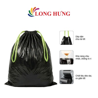 Túi đựng rác màu đen có quai rút BONBOX BCT3704 - Hàng chính hãng