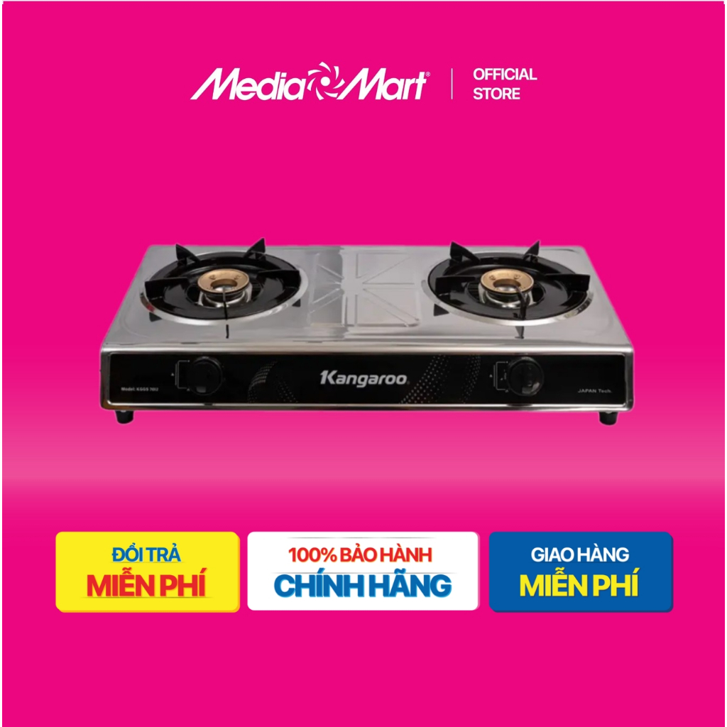 [ Mediamart Mall ] Bếp gas dương inox Kangaroo KGGS70I2 BH chính hãng,Ship 0đ