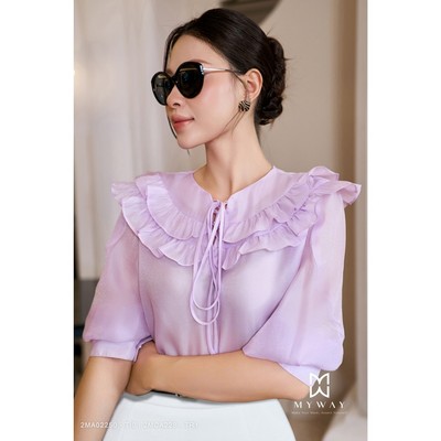 Áo Sơ Mi Nữ Cổ Bèo MY WAY Ngắn Tay Công Sở Cao Cấp 2MA02250