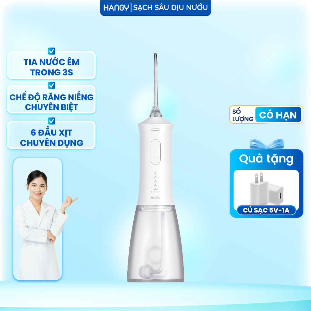 Máy Tăm Nước Cầm Tay Cho Răng Niềng HG23 & HN26 - Pin Trâu, 4 Chế Độ - Đổi mới trong 12 tháng