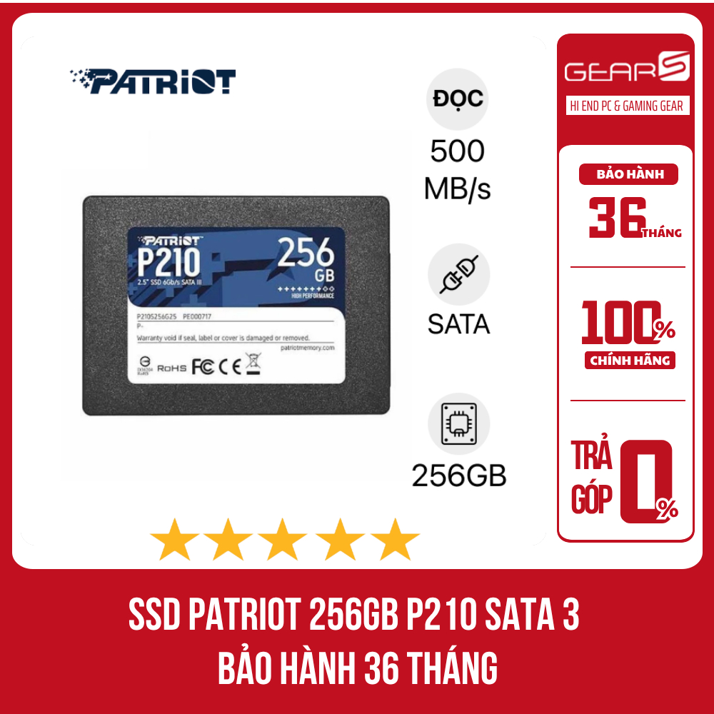 [Full Vat] SSD PATRIOT 256GB P210 Sata 3 - Bảo hành 36 Tháng