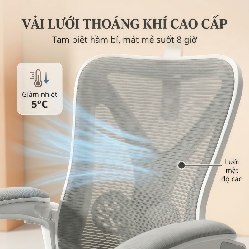 IB Ghế công thái học cao cấp Đệm cao su non êm ái Ngồi 8 giờ không mỏi Chịu tải 200kg Sang trọng | BigBuy360 - bigbuy360.vn