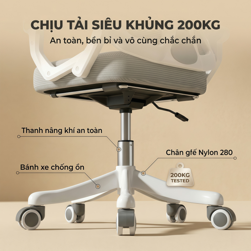 IB Ghế công thái học cao cấp Đệm cao su non êm ái Ngồi 8 giờ không mỏi Chịu tải 200kg Sang trọng | BigBuy360 - bigbuy360.vn