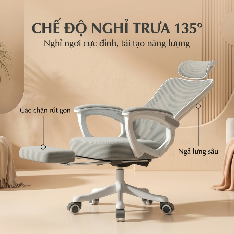 IB Ghế công thái học cao cấp Đệm cao su non êm ái Ngồi 8 giờ không mỏi Chịu tải 200kg Sang trọng | BigBuy360 - bigbuy360.vn