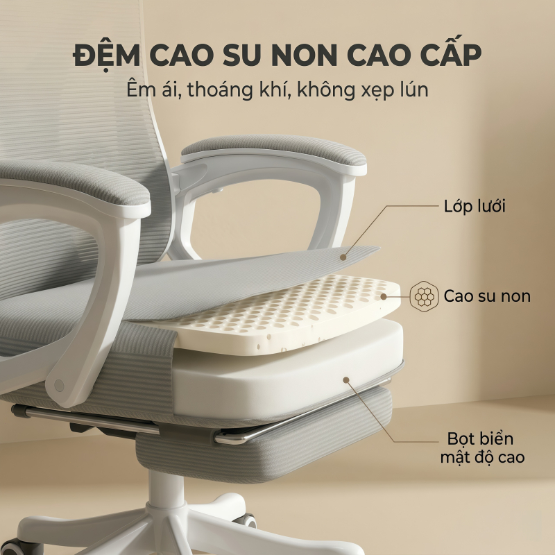 IB Ghế công thái học cao cấp Đệm cao su non êm ái Ngồi 8 giờ không mỏi Chịu tải 200kg Sang trọng | BigBuy360 - bigbuy360.vn