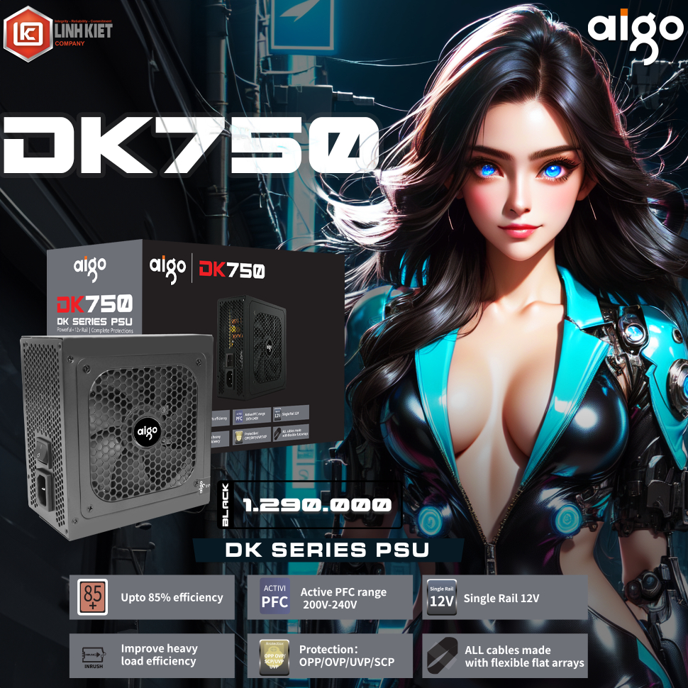[NGUỒN MÁY TÍNH] AIGO DK750 750W bảo hành 03 năm