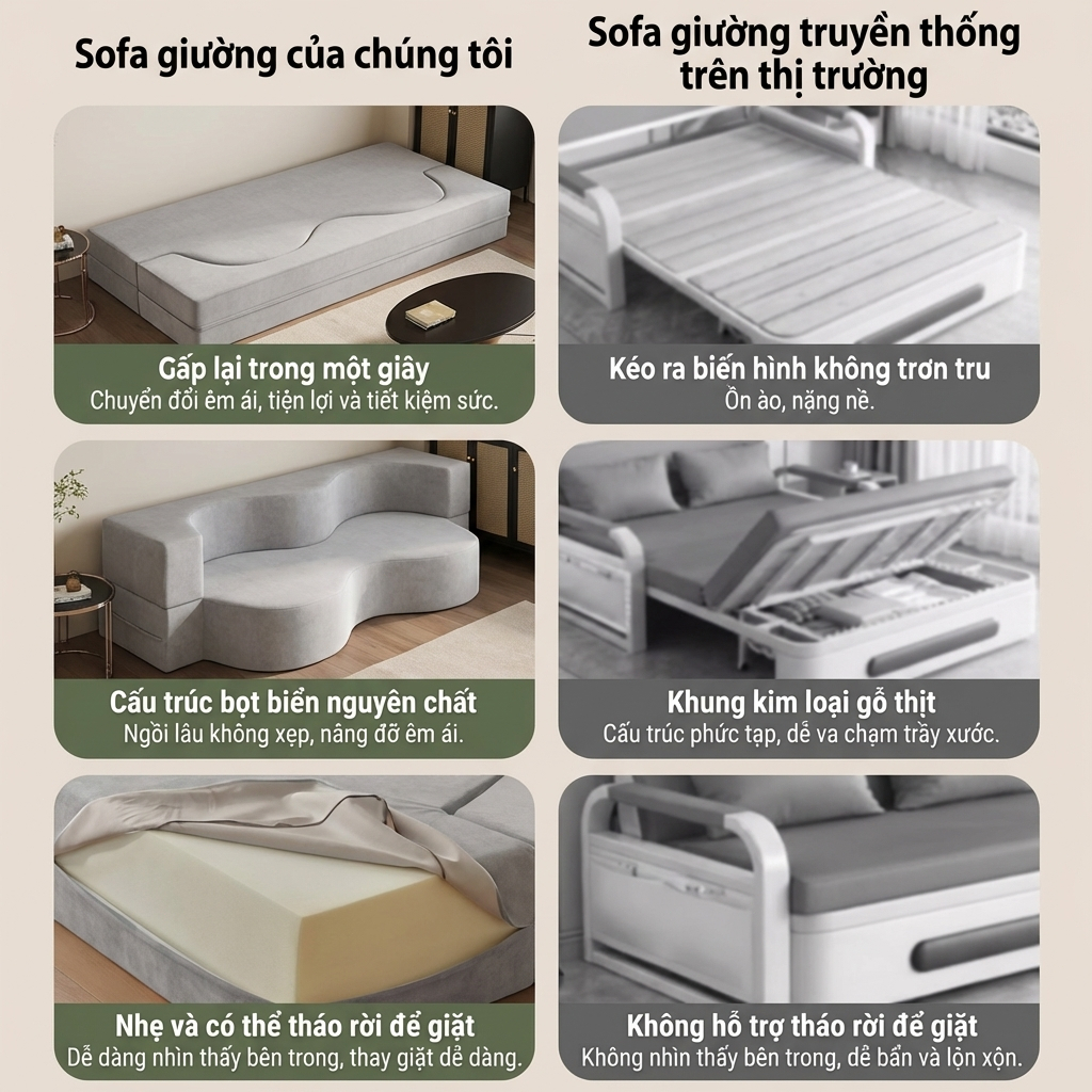 [2 trong 1 ngồi nằm] LUMOO Sofa Giường Gấp Gọn 1m8 Nén Chân Không, Dễ chuyển Cho Căn Hộ, Phòng Khách | BigBuy360 - bigbuy360.vn