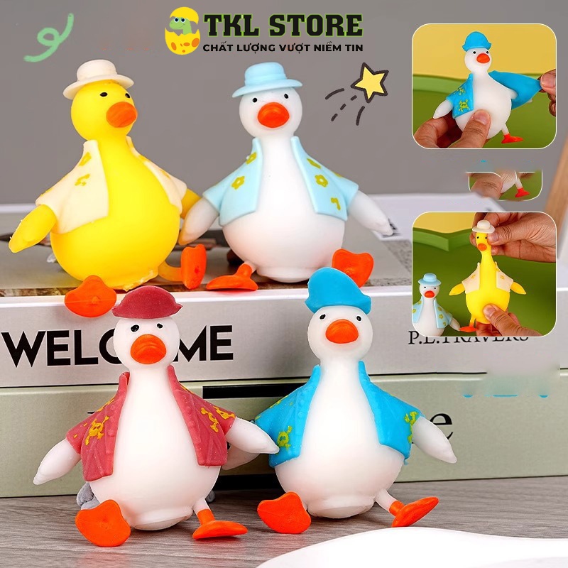 Đồ chơi con vịt nắn bóp đàn hồi xả stress, áo tháo rời cực xinh xắn - TKL STORE
