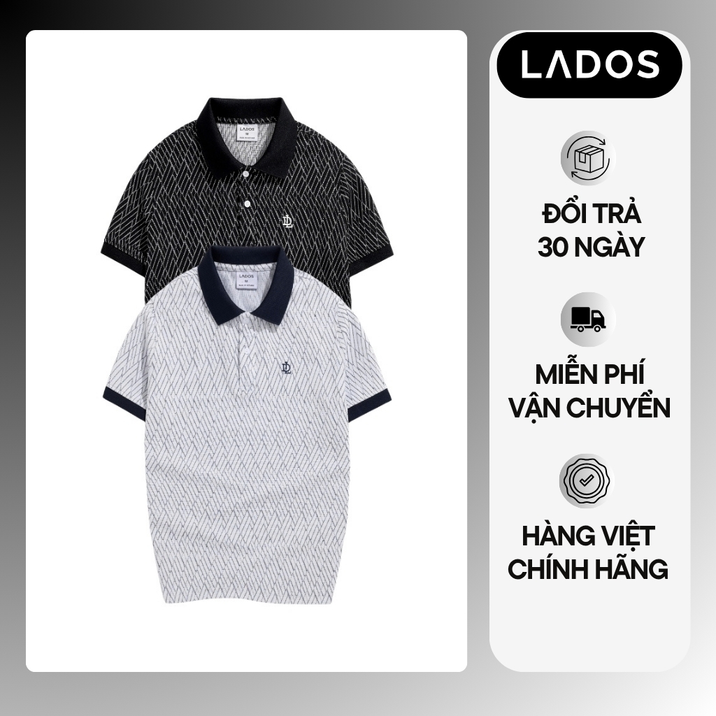 Combo 2 Áo Polo Nam Dệt Họa Tiết Kim Cương LADOS-7168 Form Regular Fit Trẻ Trung, Lịch Lãm, Áo Polo 