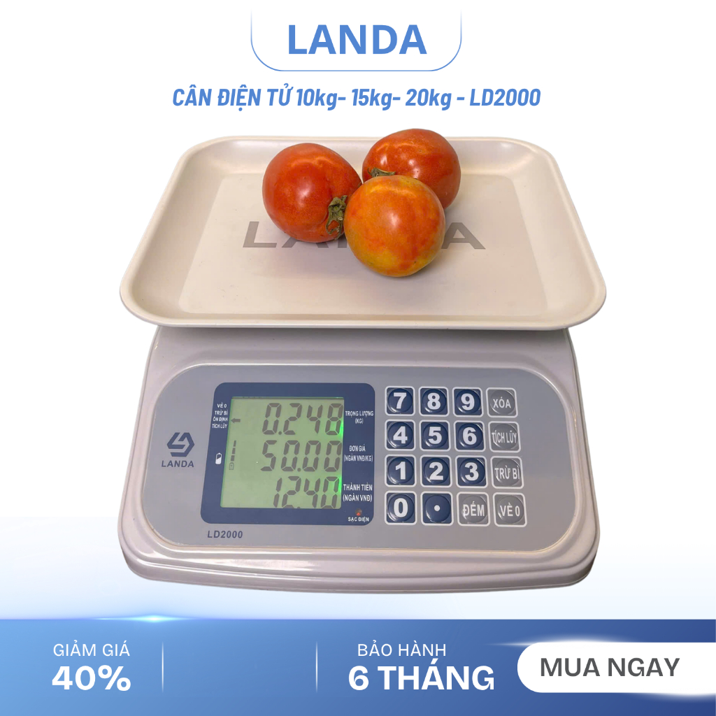 Cân điện tử đa năng 10kg - 15kg - 20kg LD2000, hàng chính hãng, cân điện tử 20kg, BH 6 tháng