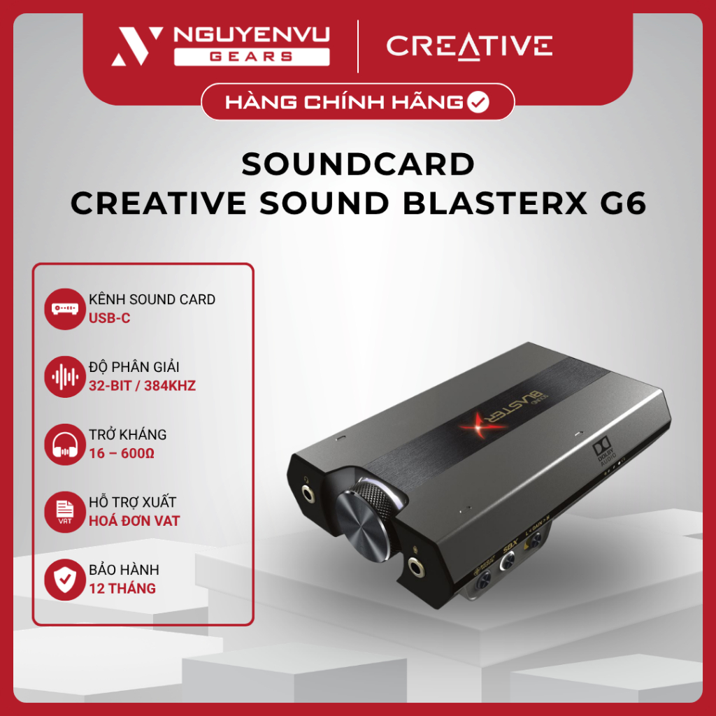 [Full VAT] Soundcard Creative Sound BlasterX G6 - 32-bit/384kHz, Xamp - BH 12 THÁNG