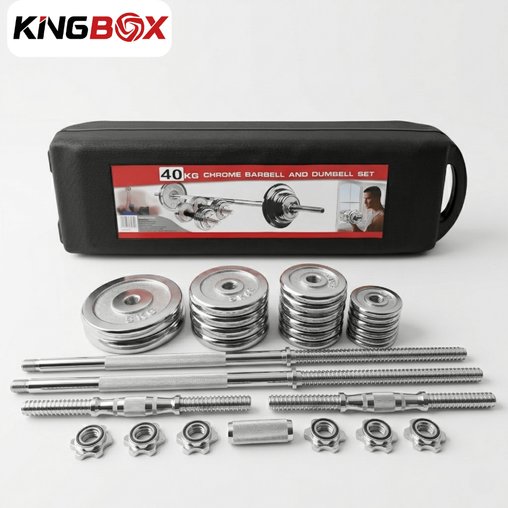 Bộ tạ tay đa năng, Tạ tập gym tại nhà điều chỉnh cân nặng Kingbox - 40kg - Chất liệu gang mạ niken