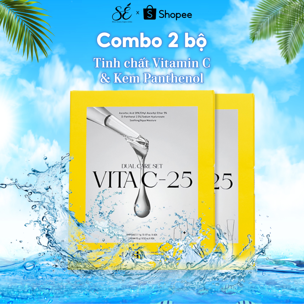Combo 2 Bộ Tinh Chất Dưỡng Da Vitamin C 25% 17Hours Vita C Dual Care Set, Sáng Da Mờ Nám