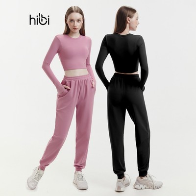 Đồ tập yoga, gym nữ Hibi Sports gồm áo croptop CR832 & quần jogger QD332, kèm mút đệm áo