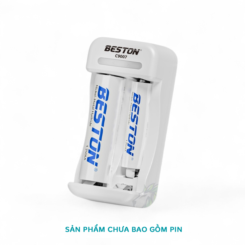 Box sạc nhanh có tự ngắt Beston C9007 cho pin sạc 1.2V Ni-MH - 2 khe gắn AA và AAA (trắng)