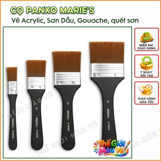 Chổi Vẽ, Sơn Tường Panhxo Marie’s Cán Đen, Cọ Bản Lớn Lông Nylon Mềm, Cọ Acrylic, Sơn Dầu, Gouache, Cọ Quét Sơn Tường